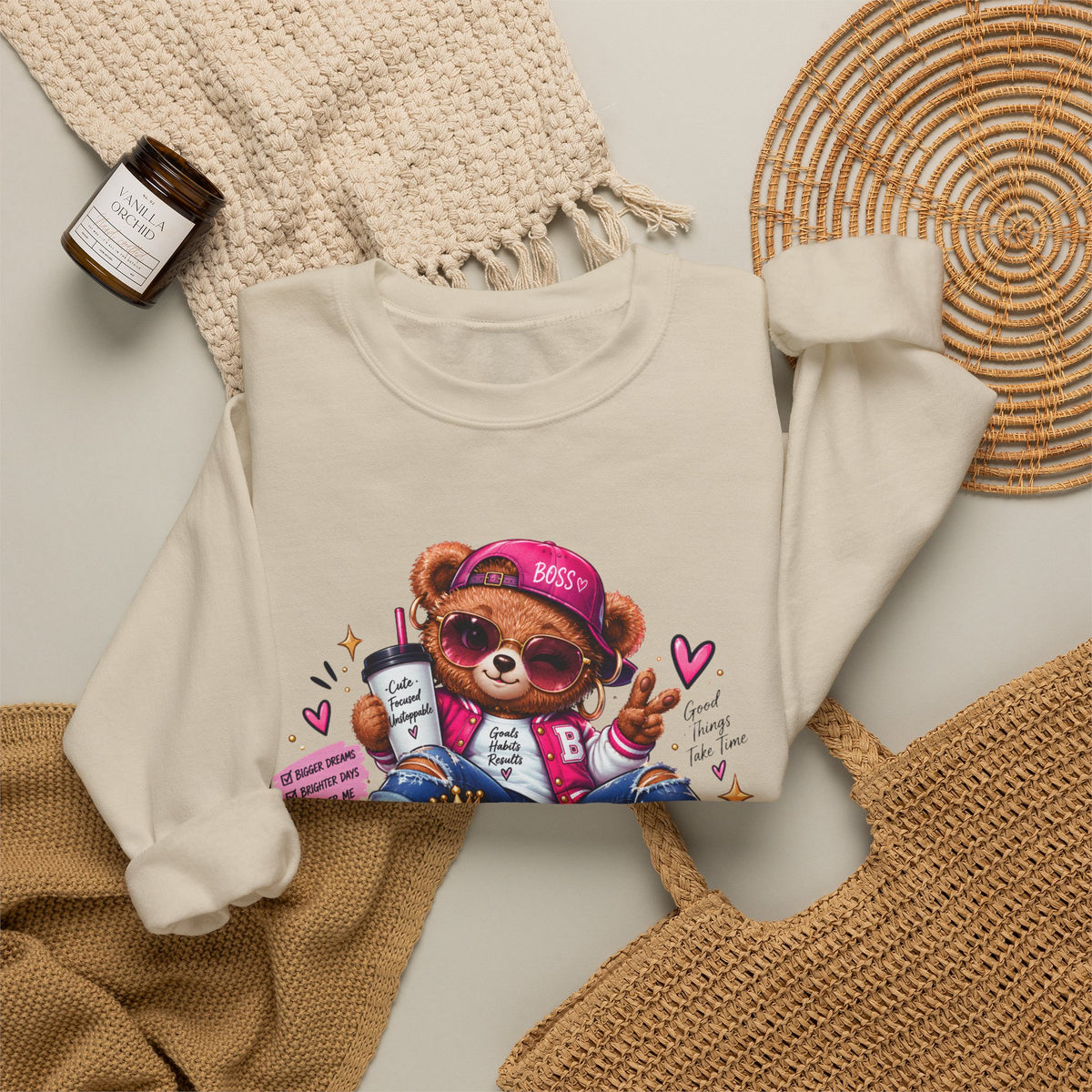 Main Character Energy Bear Crewneck Sweatshirt