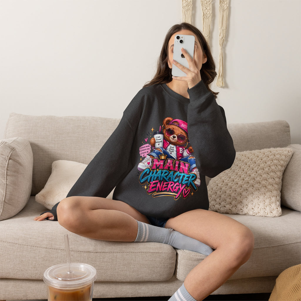 Main Character Energy Bear Crewneck Sweatshirt