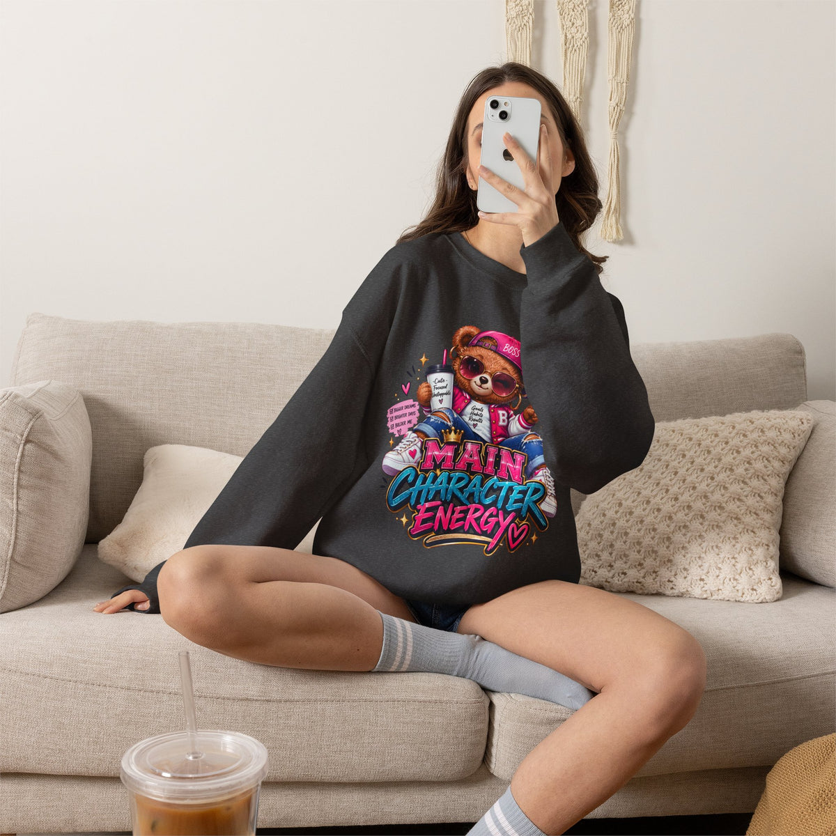 Main Character Energy Bear Crewneck Sweatshirt