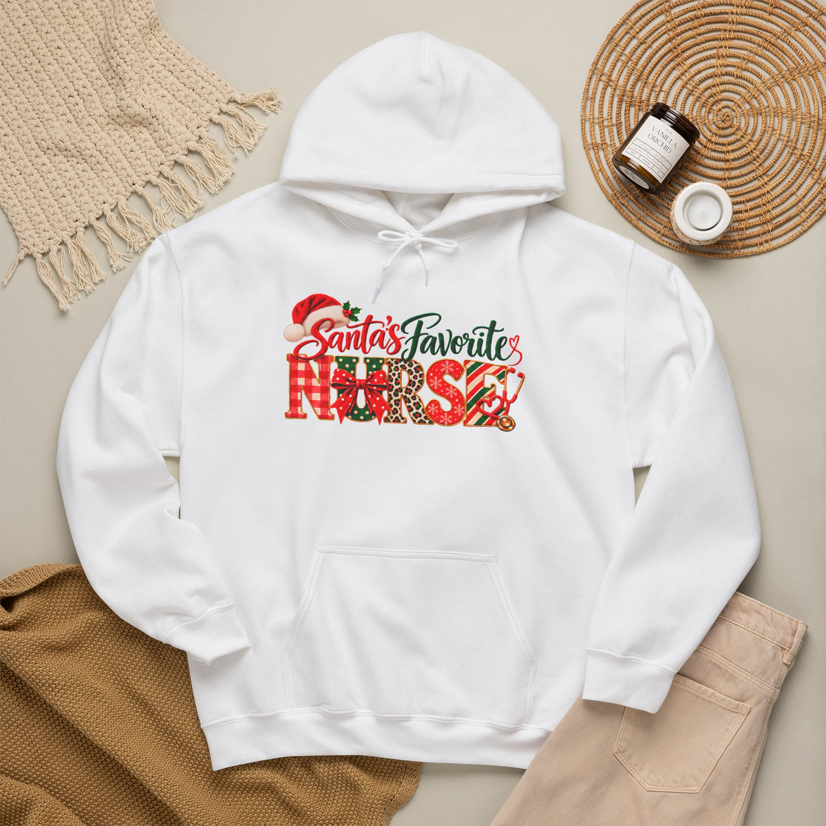 Christmas Hoodie  Santa’s Favorite Nurse