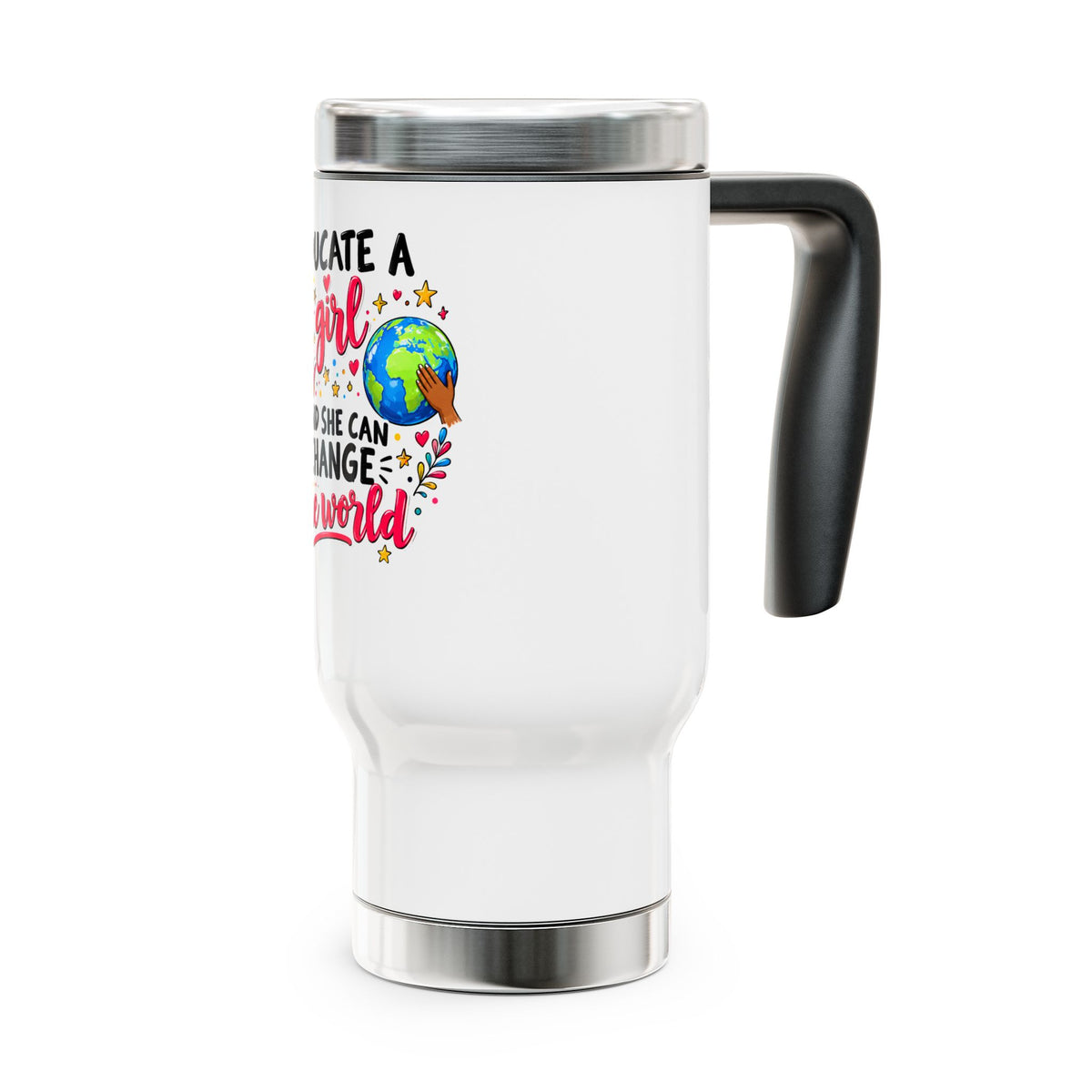 14oz Travel Mug with Handle - Educate a Girl
