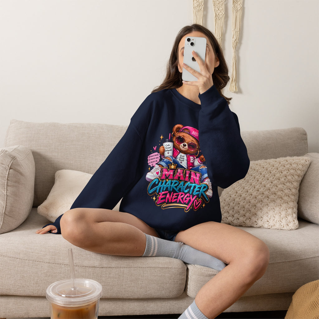 Main Character Energy Bear Crewneck Sweatshirt
