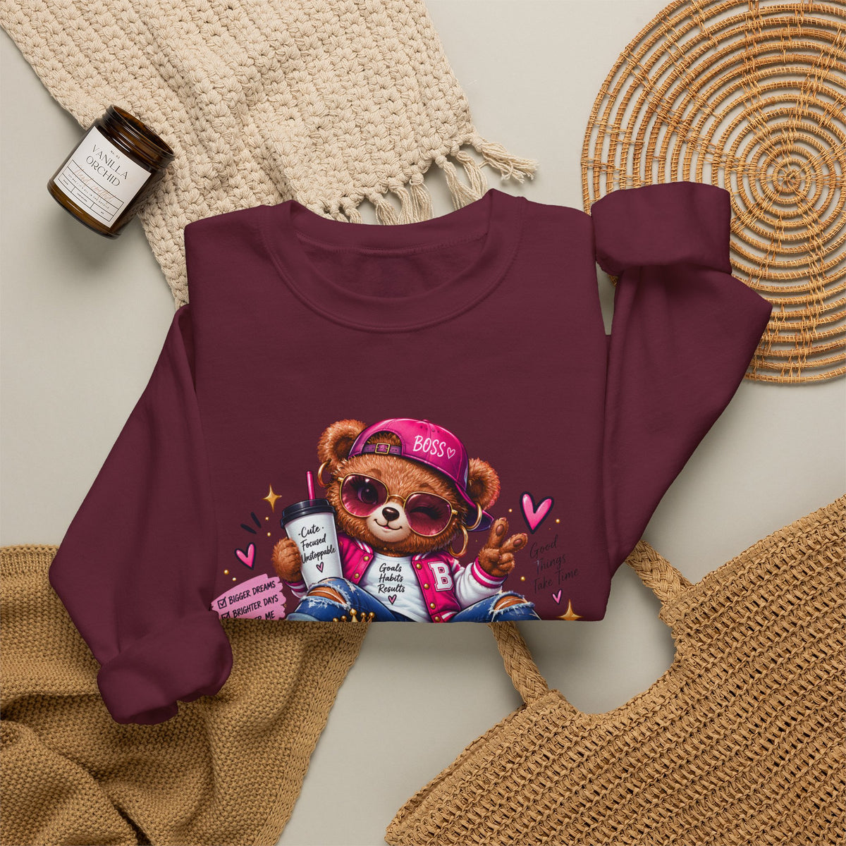 Main Character Energy Bear Crewneck Sweatshirt