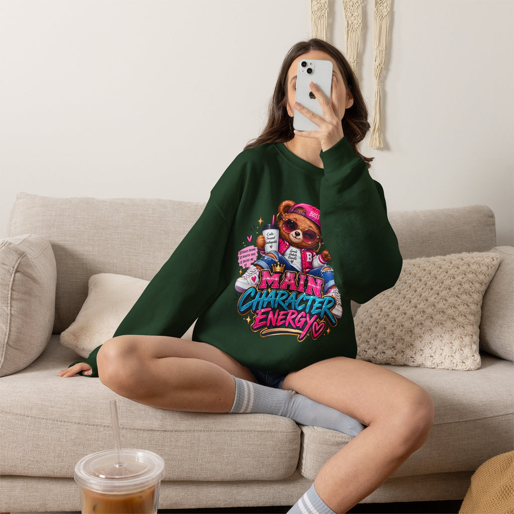 Main Character Energy Bear Crewneck Sweatshirt