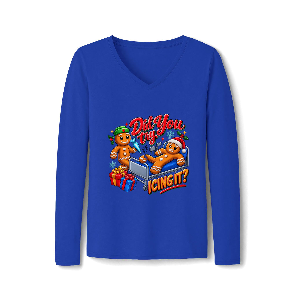 Women's Long Sleeve Tee – Funny Christmas Gingerbread Holiday Shirt