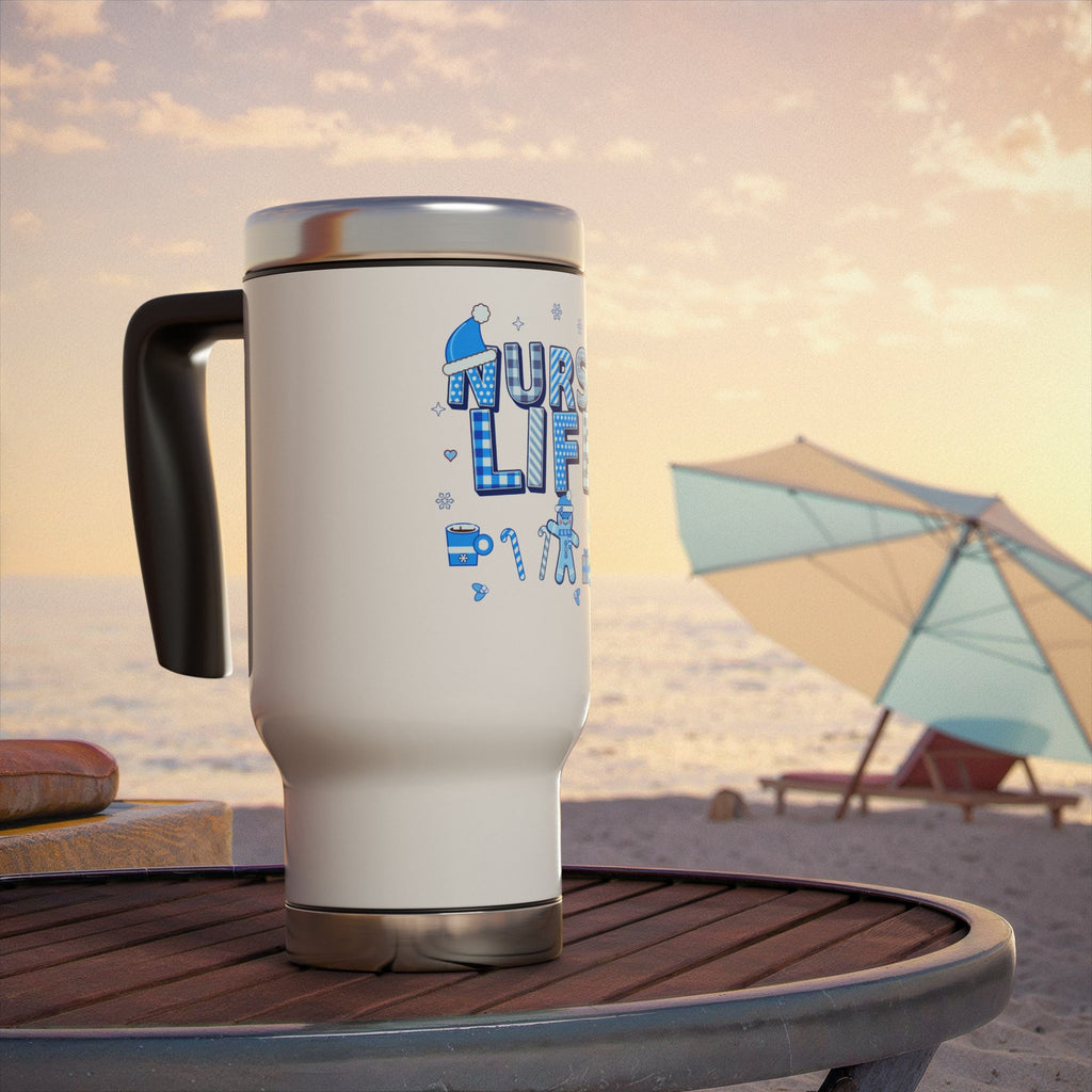 Nurse Life 14oz Stainless Steel Travel Mug with Handle