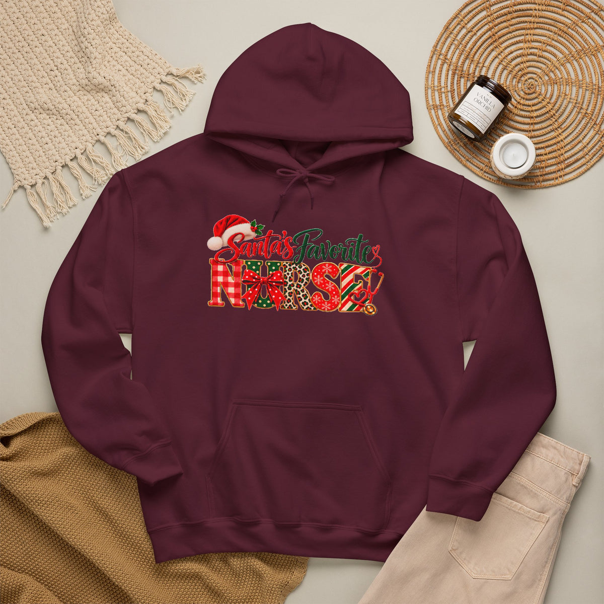 Christmas Hoodie  Santa’s Favorite Nurse