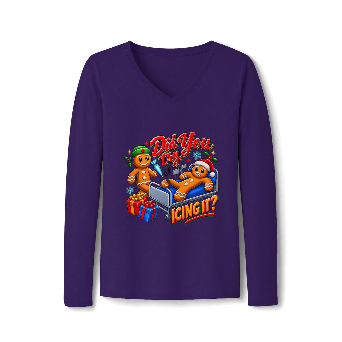 Women's Long Sleeve Tee – Funny Christmas Gingerbread Holiday Shirt