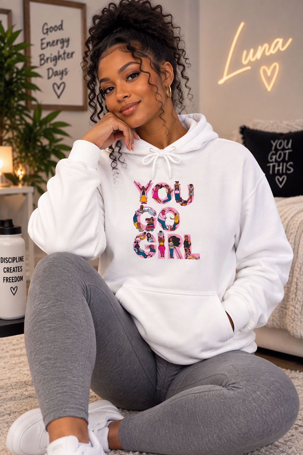 Hoodie — "You Go Girl" Floral Empowerment Hoodie