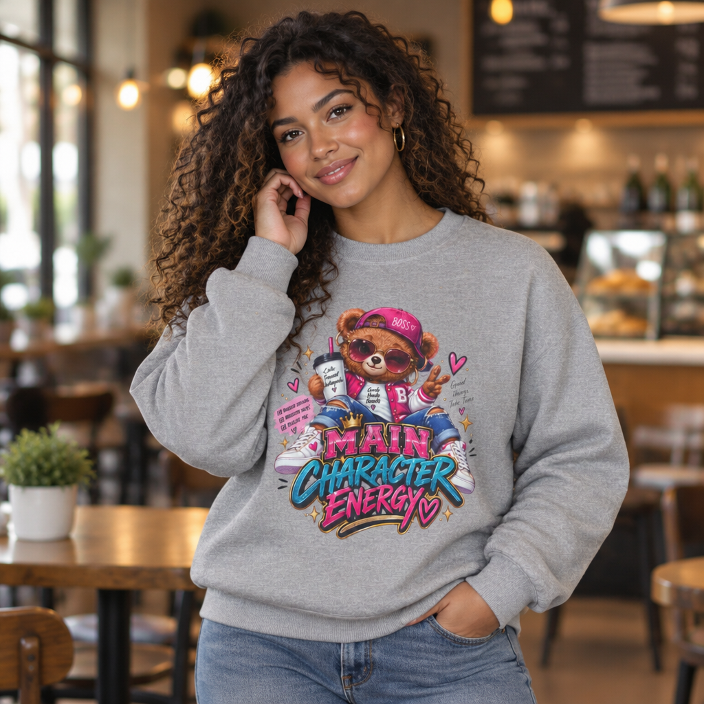 Main Character Energy Bear Crewneck Sweatshirt