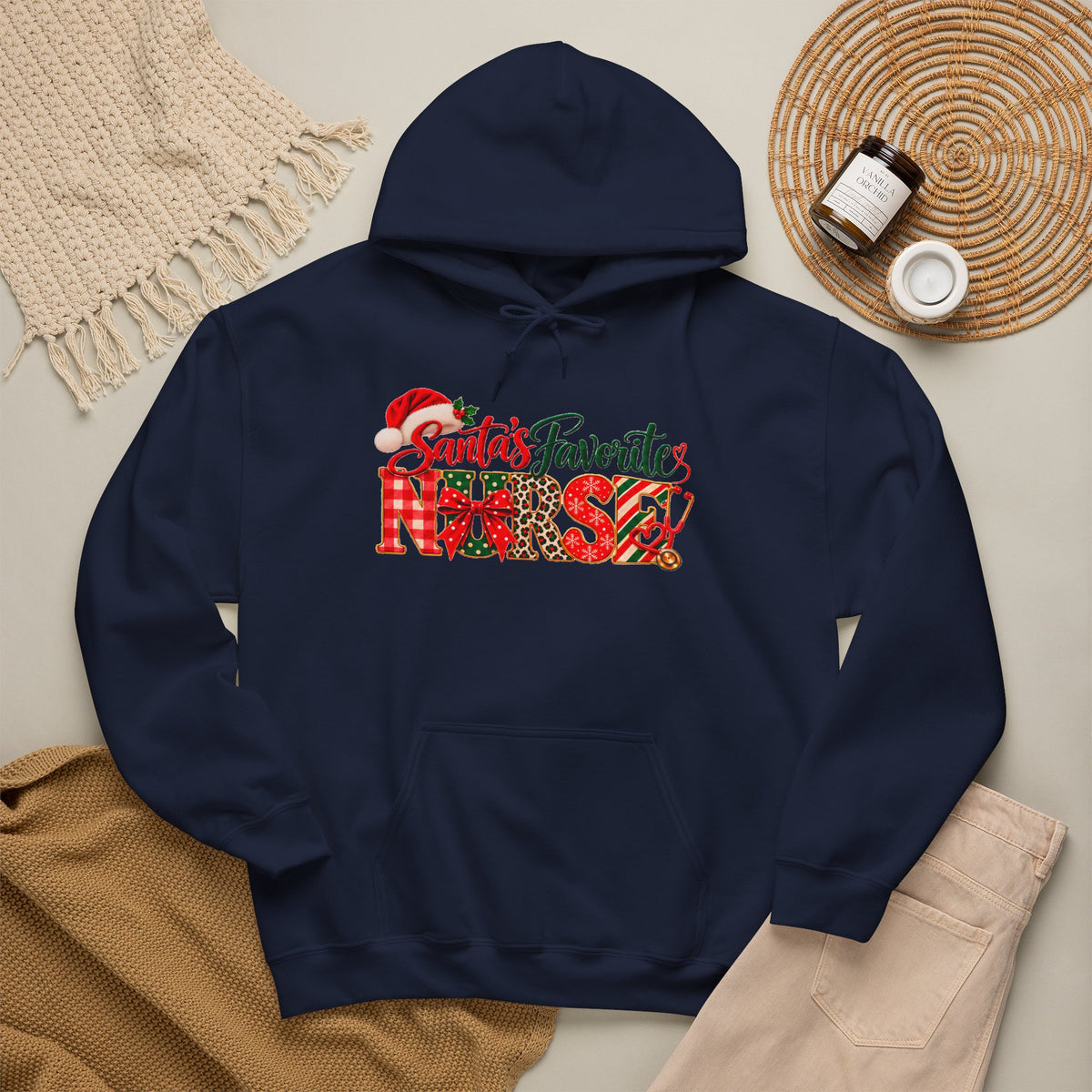 Christmas Hoodie  Santa’s Favorite Nurse
