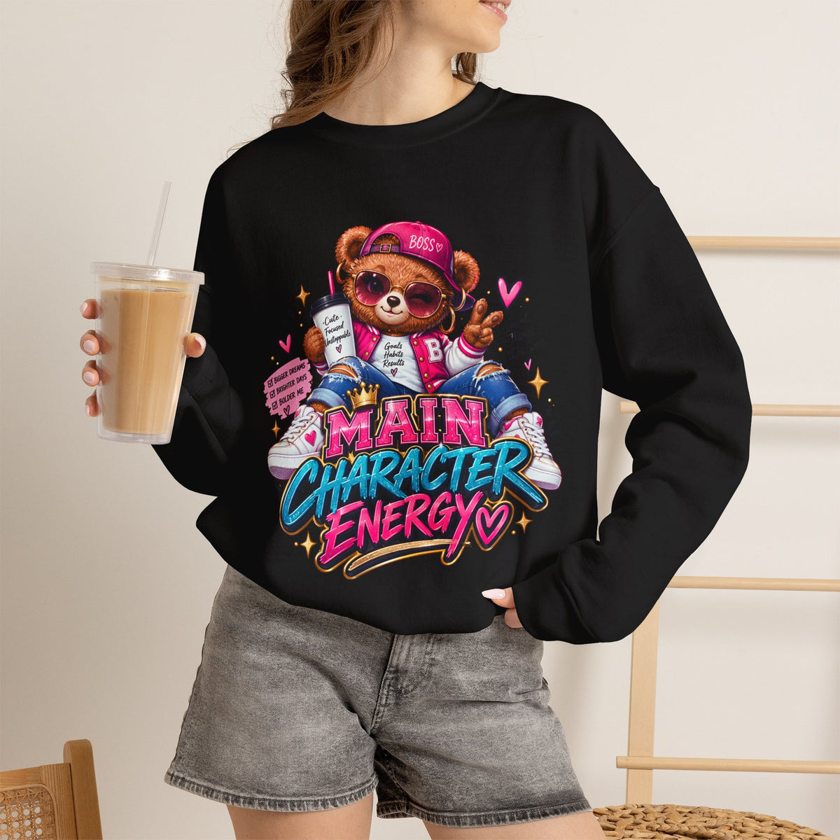 Main Character Energy Bear Crewneck Sweatshirt