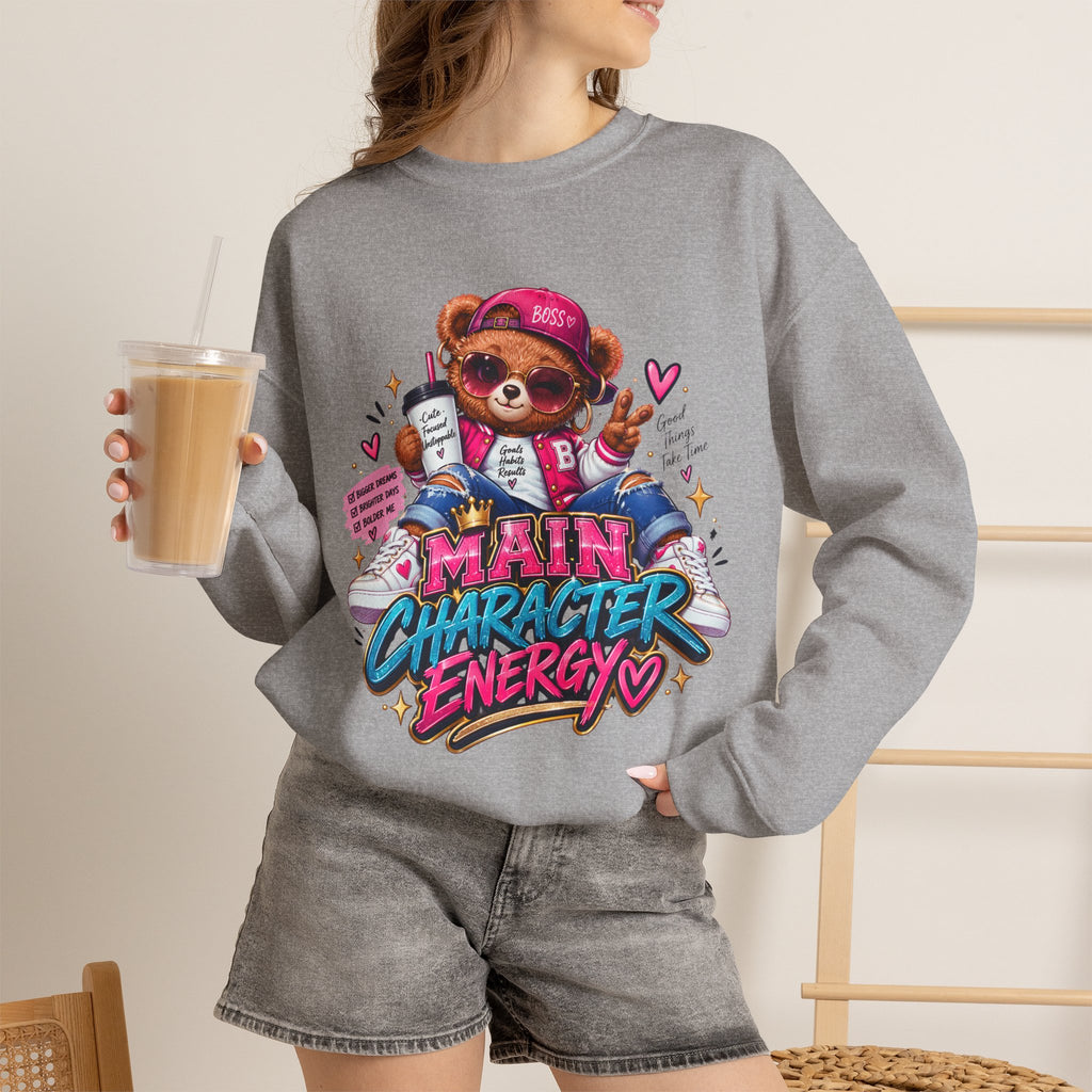 Main Character Energy Bear Crewneck Sweatshirt