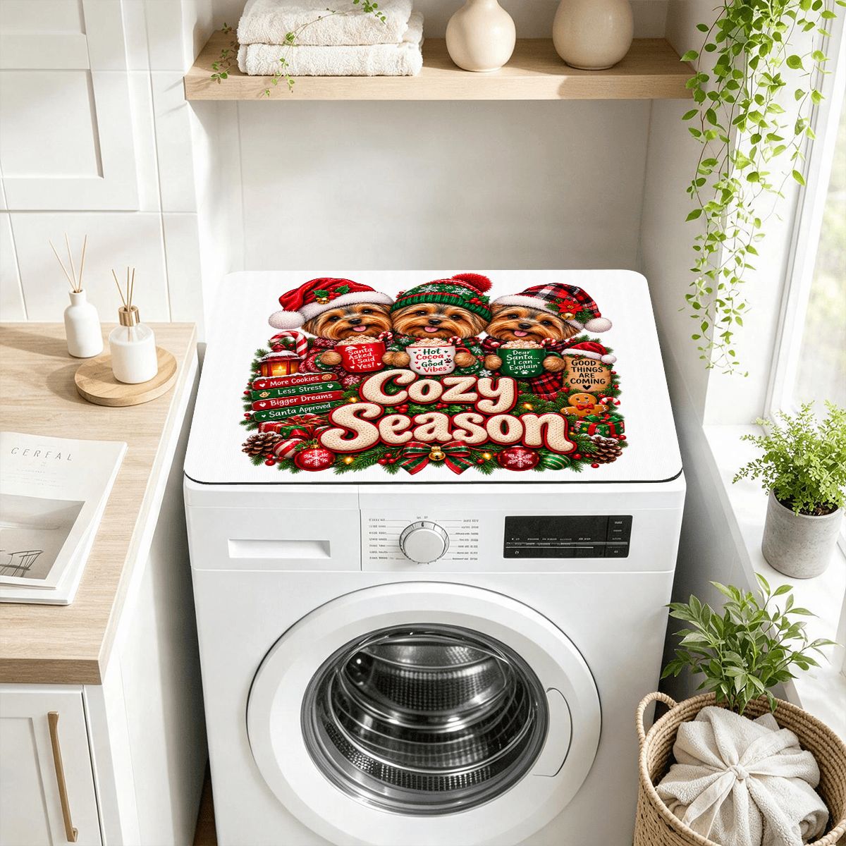 Christmas Washer Dryer Top Protector Mat