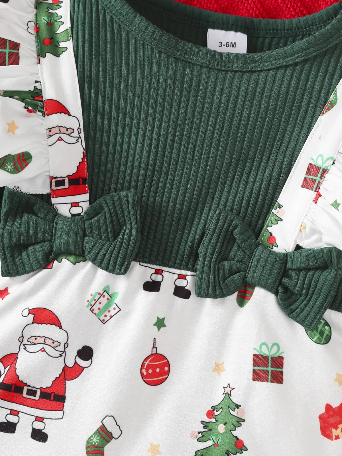 Baby Santa Print Ruffle Jumpsuit & Headband Set, view 3