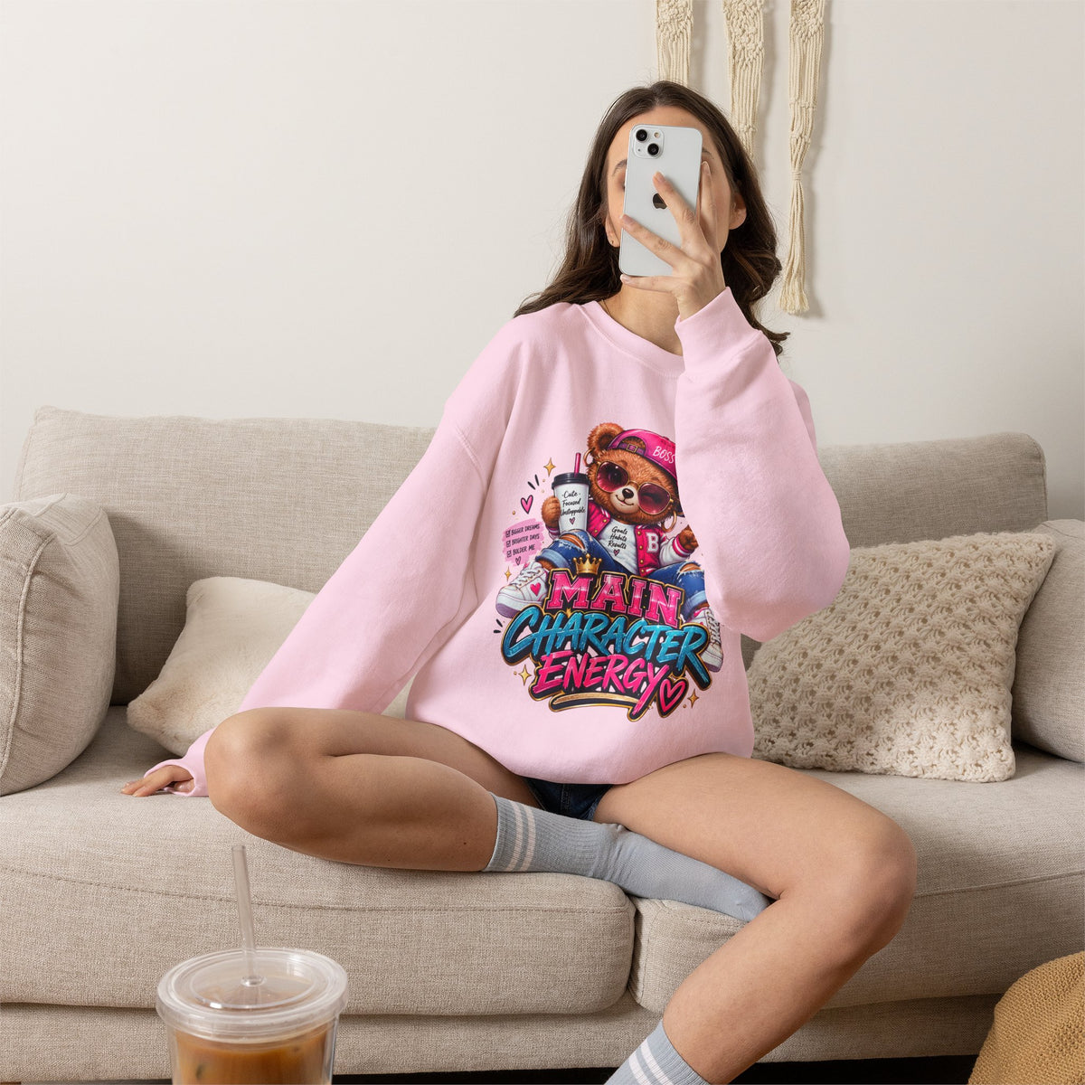 Main Character Energy Bear Crewneck Sweatshirt