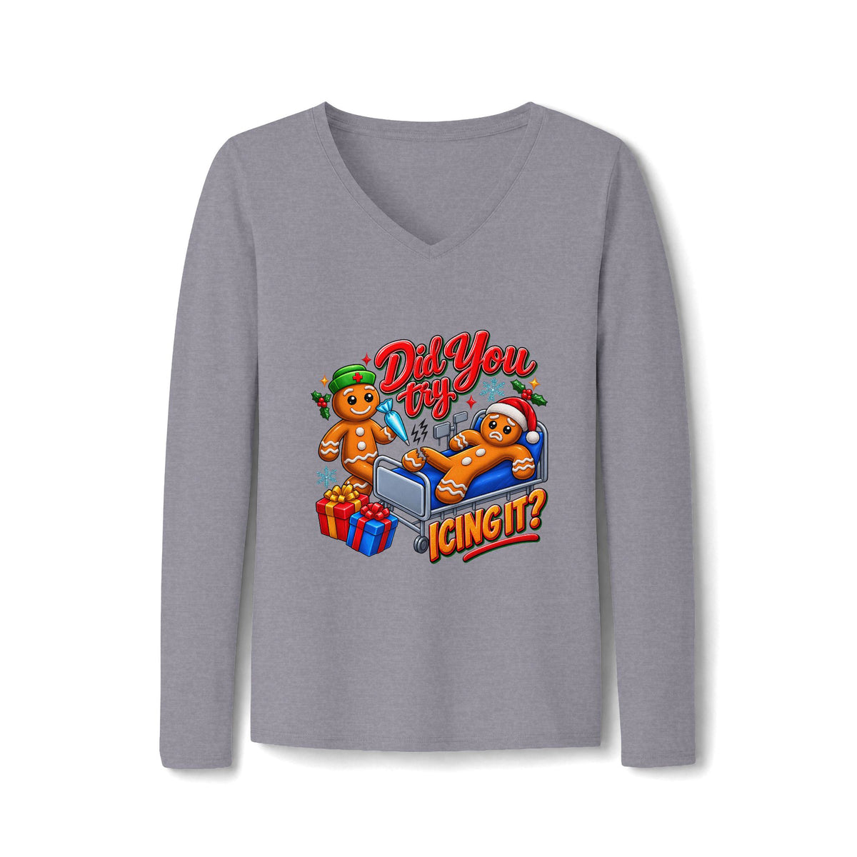 Women's Long Sleeve Tee – Funny Christmas Gingerbread Holiday Shirt