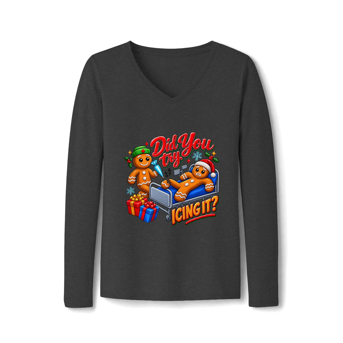 Women's Long Sleeve Tee – Funny Christmas Gingerbread Holiday Shirt