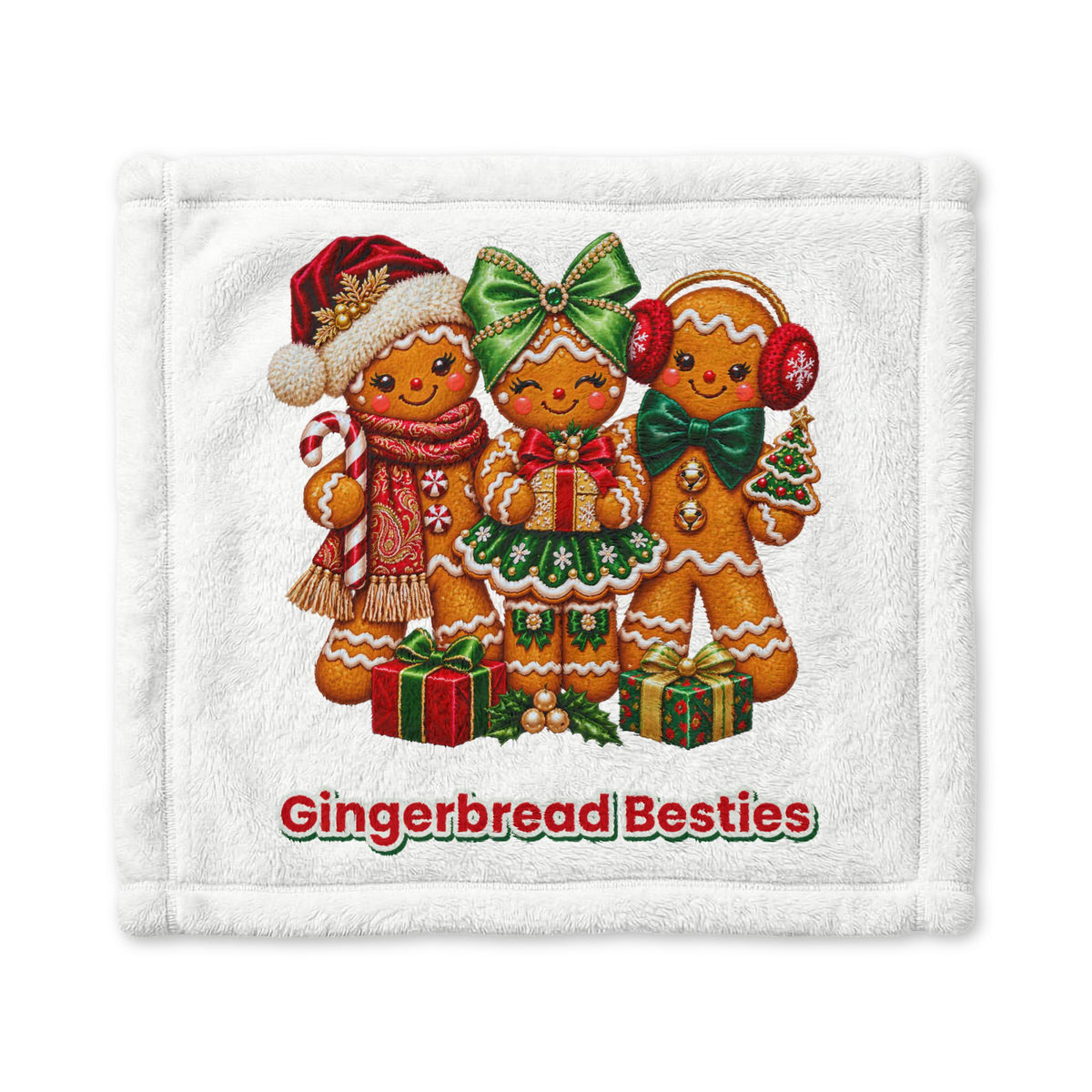 Gingerbread Trio Minky Baby Lovey Blanket