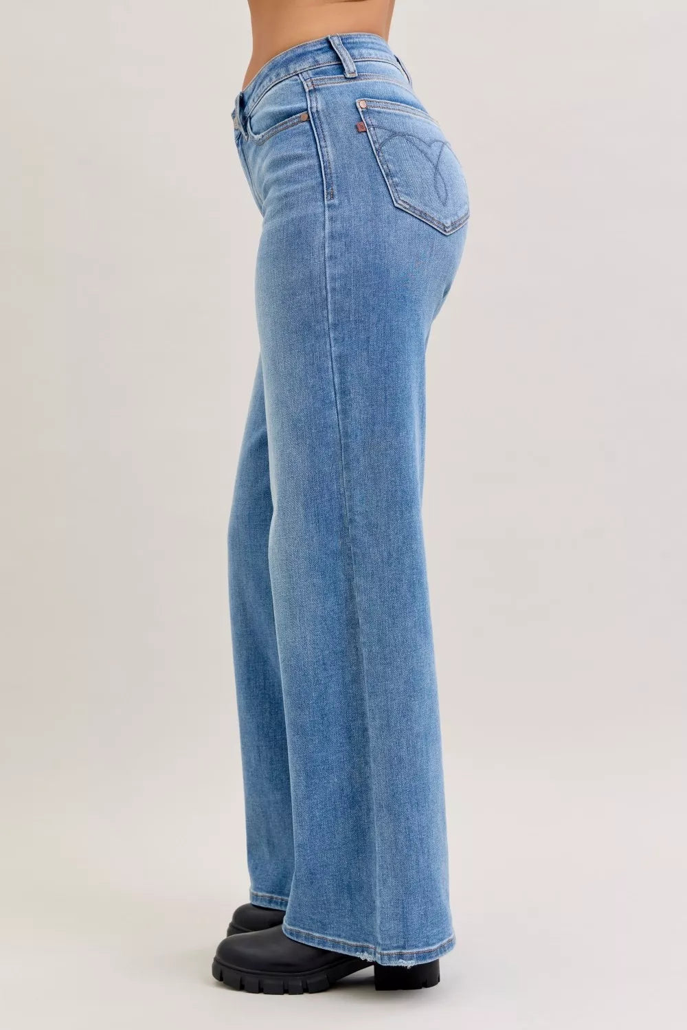 Denim Darling Mid-Rise Wide Leg Jeans, view 4