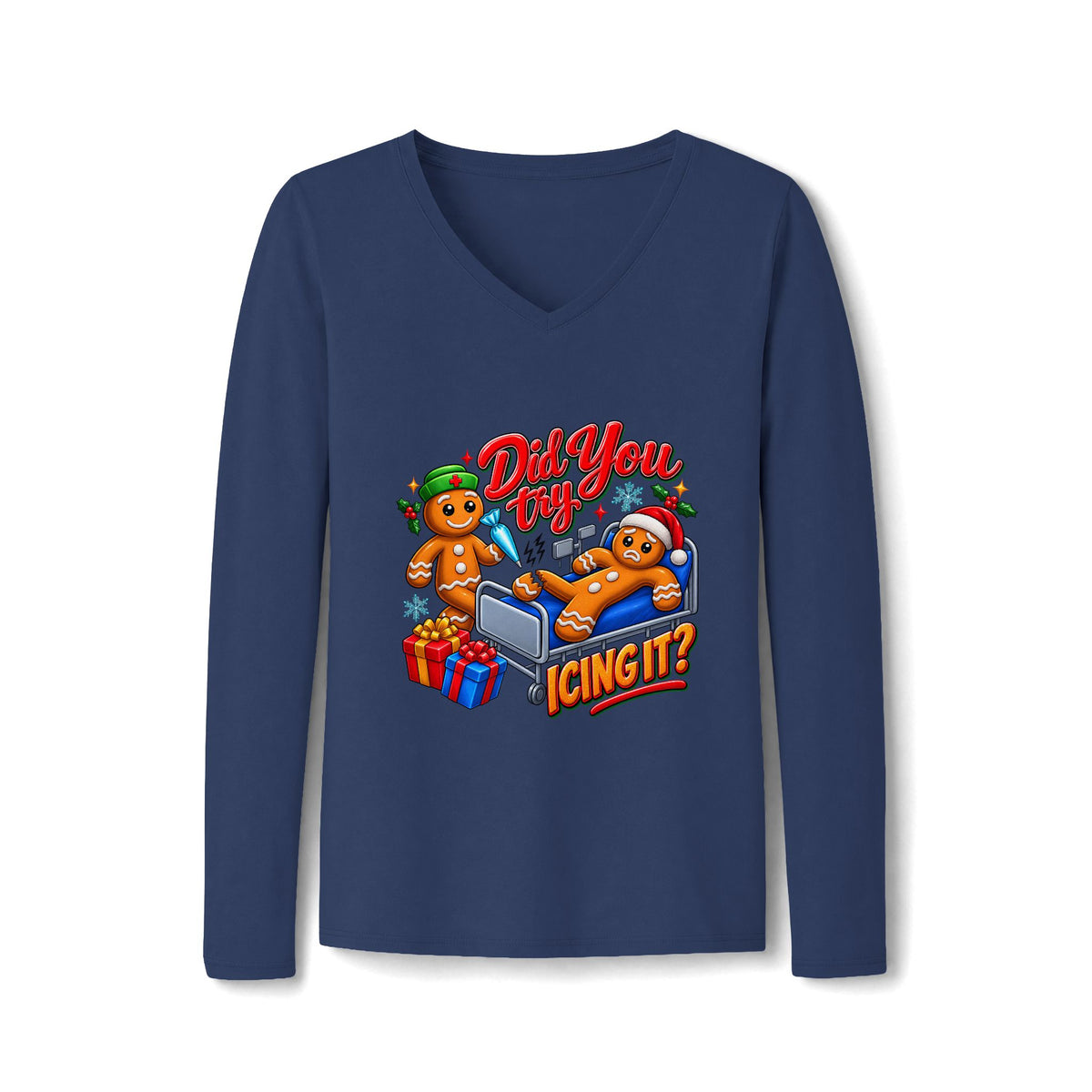 Women's Long Sleeve Tee – Funny Christmas Gingerbread Holiday Shirt
