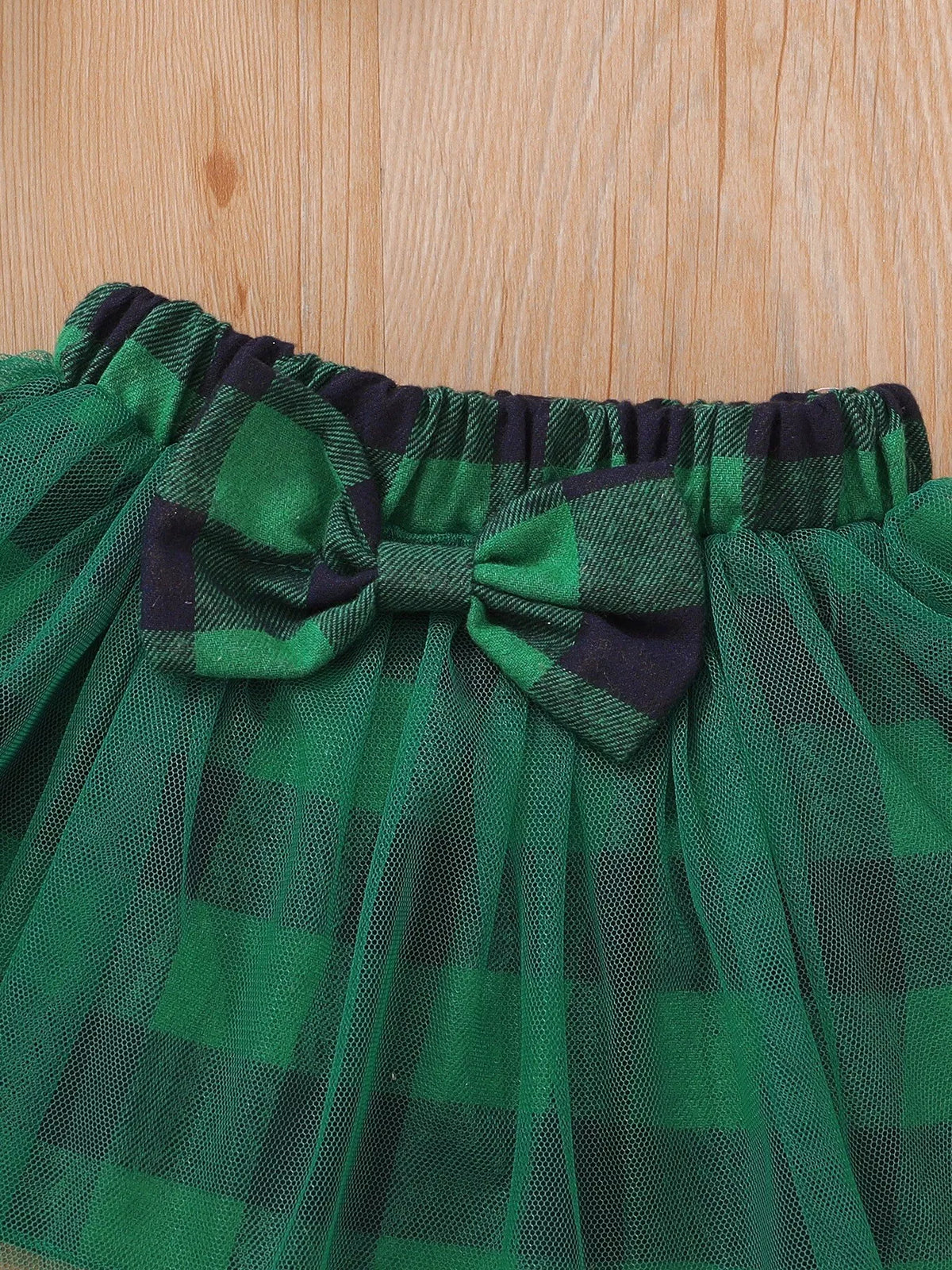 Baby Christmas Top, Plaid Tutu & Headband Set, view 4