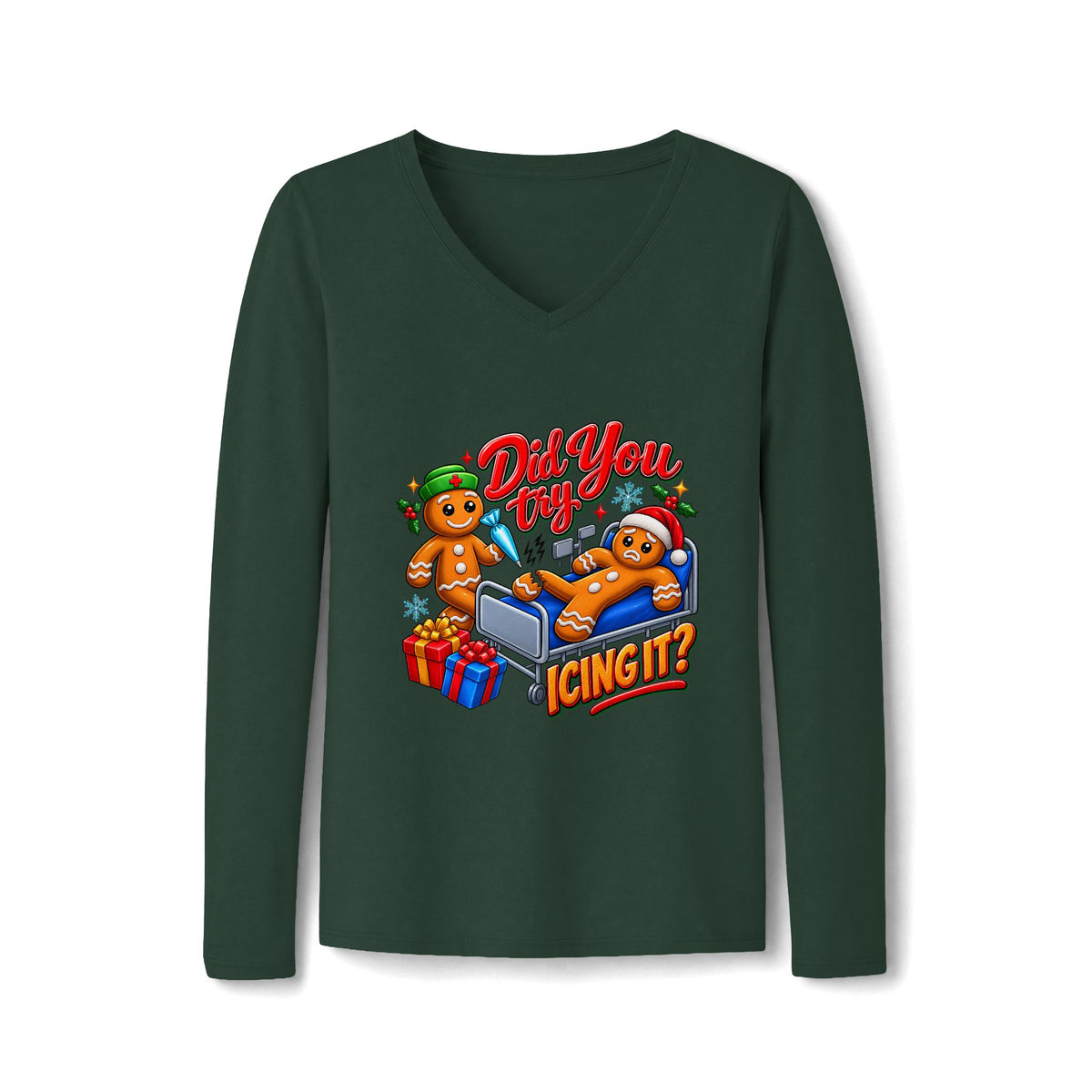 Women's Long Sleeve Tee – Funny Christmas Gingerbread Holiday Shirt