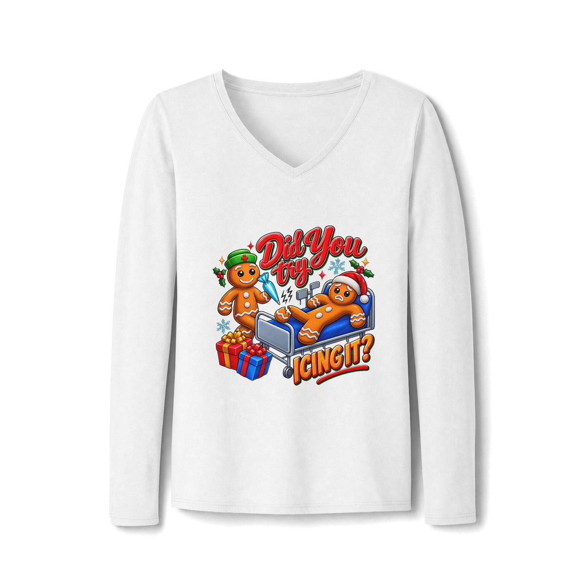 Women's Long Sleeve Tee – Funny Christmas Gingerbread Holiday Shirt