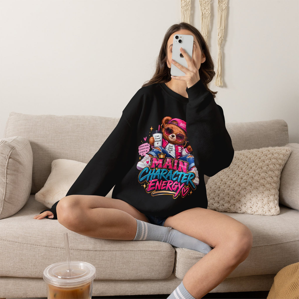 Main Character Energy Bear Crewneck Sweatshirt