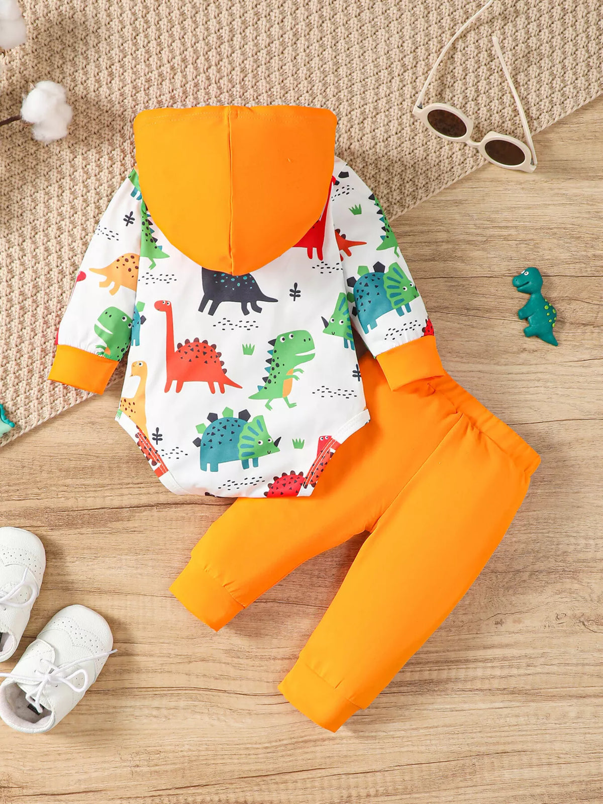 Baby Dinosaur Hooded Bodysuit & Pants Set, view 5