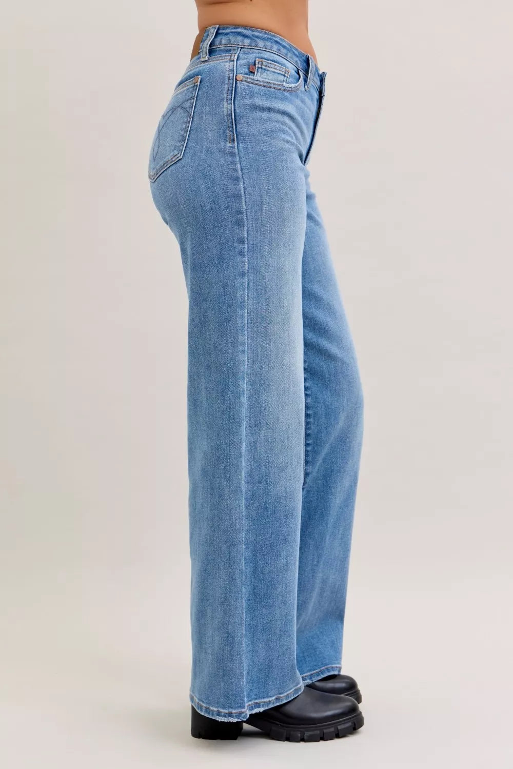 Denim Darling Mid-Rise Wide Leg Jeans, view 3